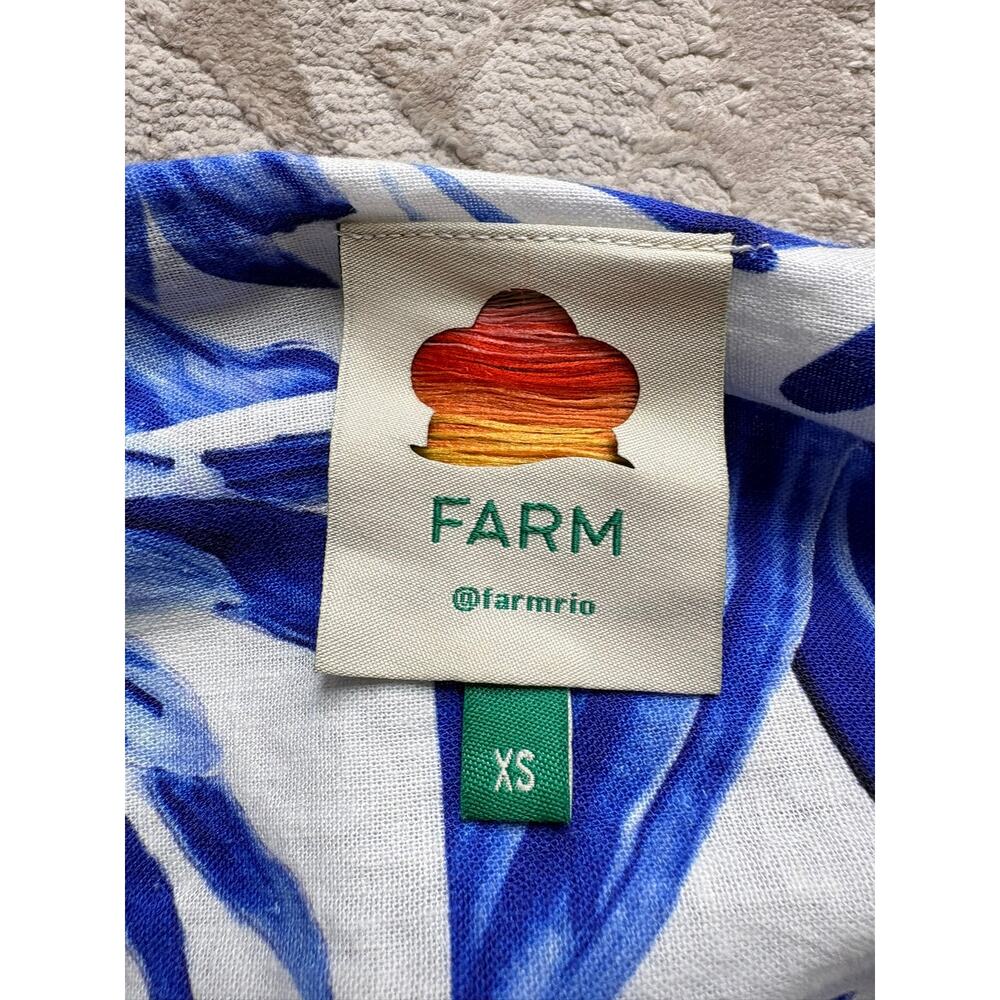 FARM Rio Women's XS Off-White Blue Garden Tiles Plaid Mini Dress SOLD OUT - Picture 5 of 9